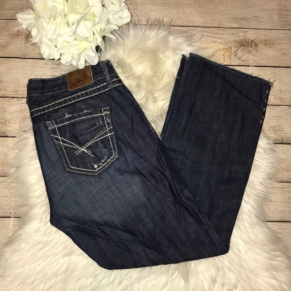 BKE Starlite Released Hem Distressed Denim Jeans